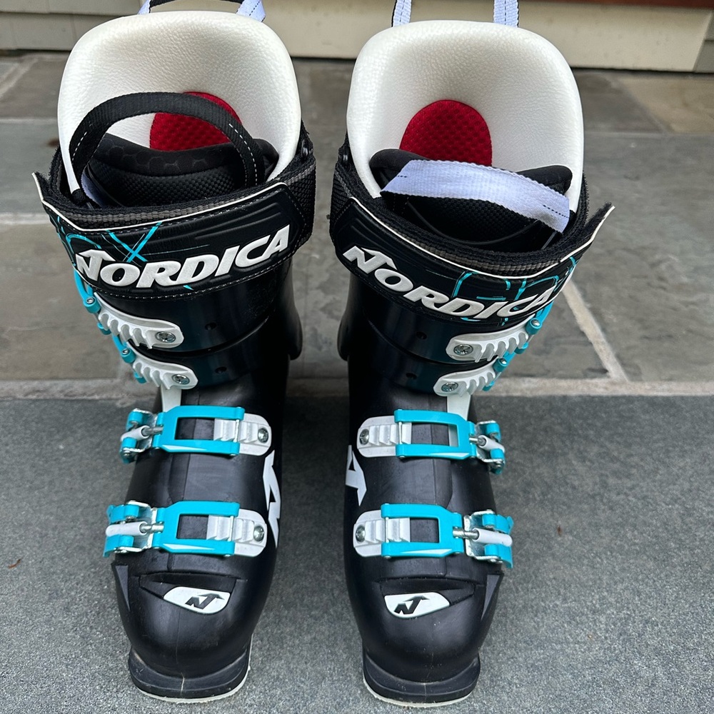 Nordica Women's Black Ski Boots with Turquoise Accents